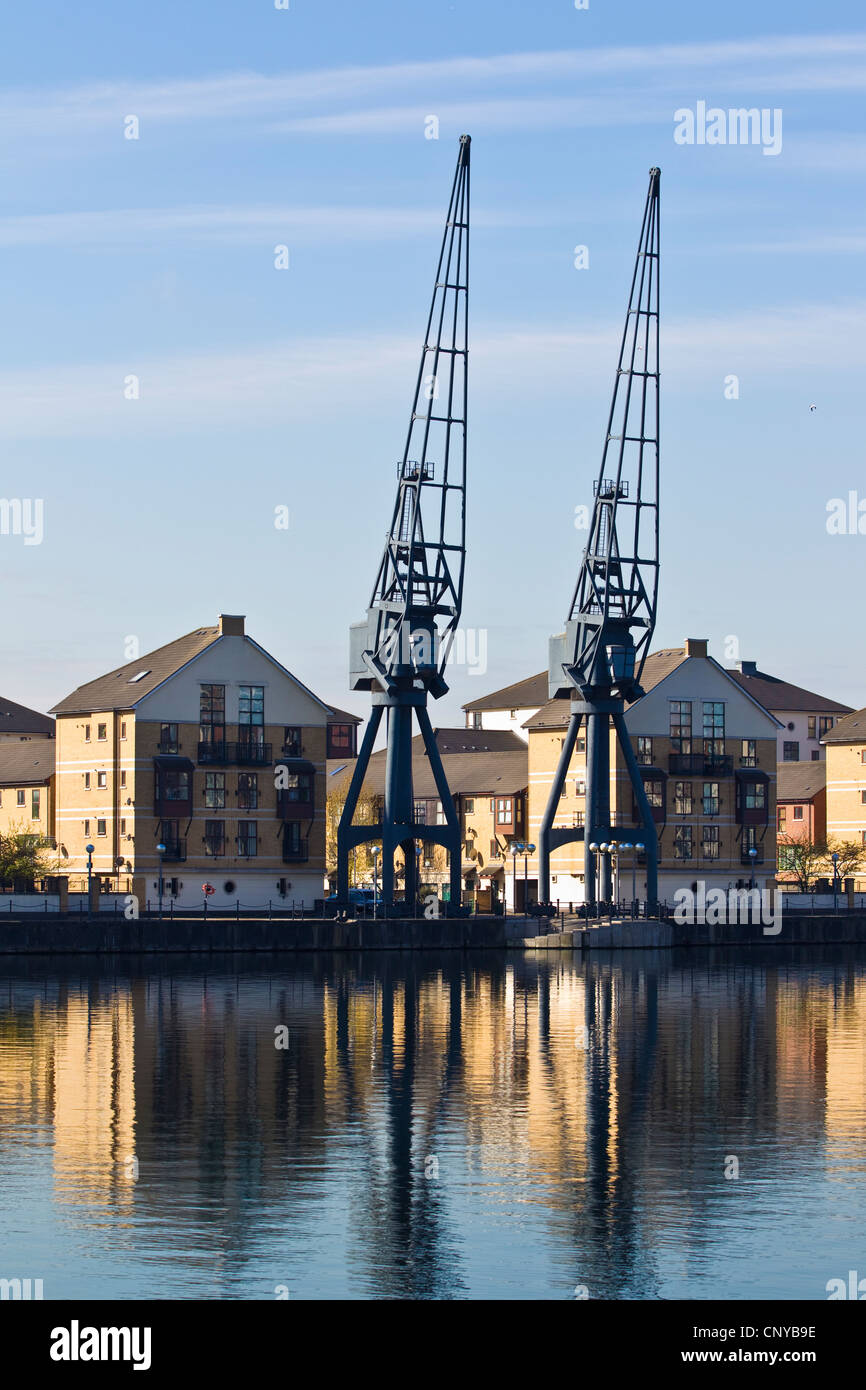 Royal Victoria Dock, Millennium Mühle, Waterfront, River Thames, London, Vereinigtes Königreich Stockfoto