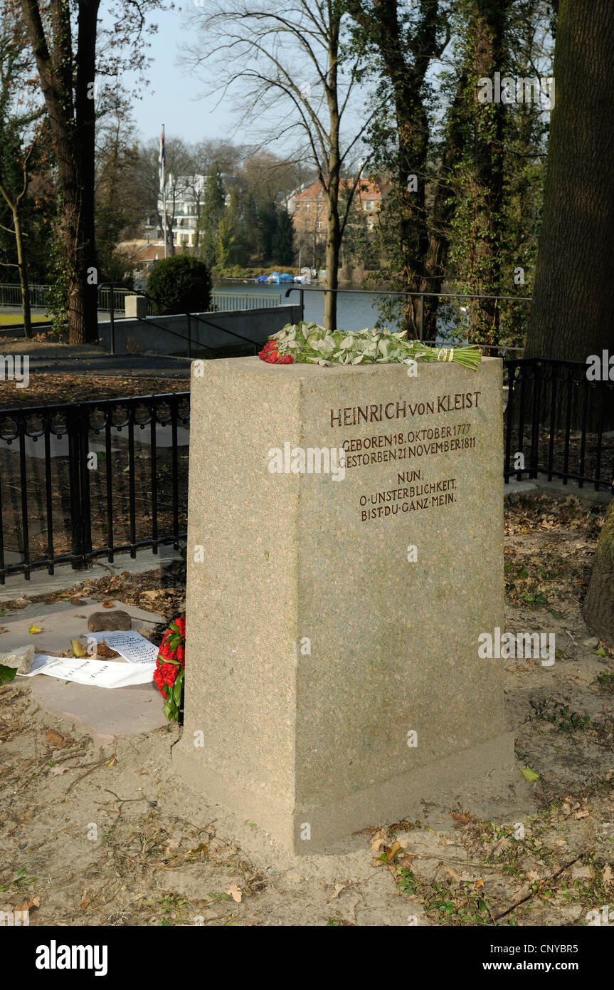 Grab von der deutschen Dichter und Dramatiker Heinrich von Kleist renoviert 1777-1811, restauriert, Wannsee, Berlin, Deutschland, Europa Stockfoto