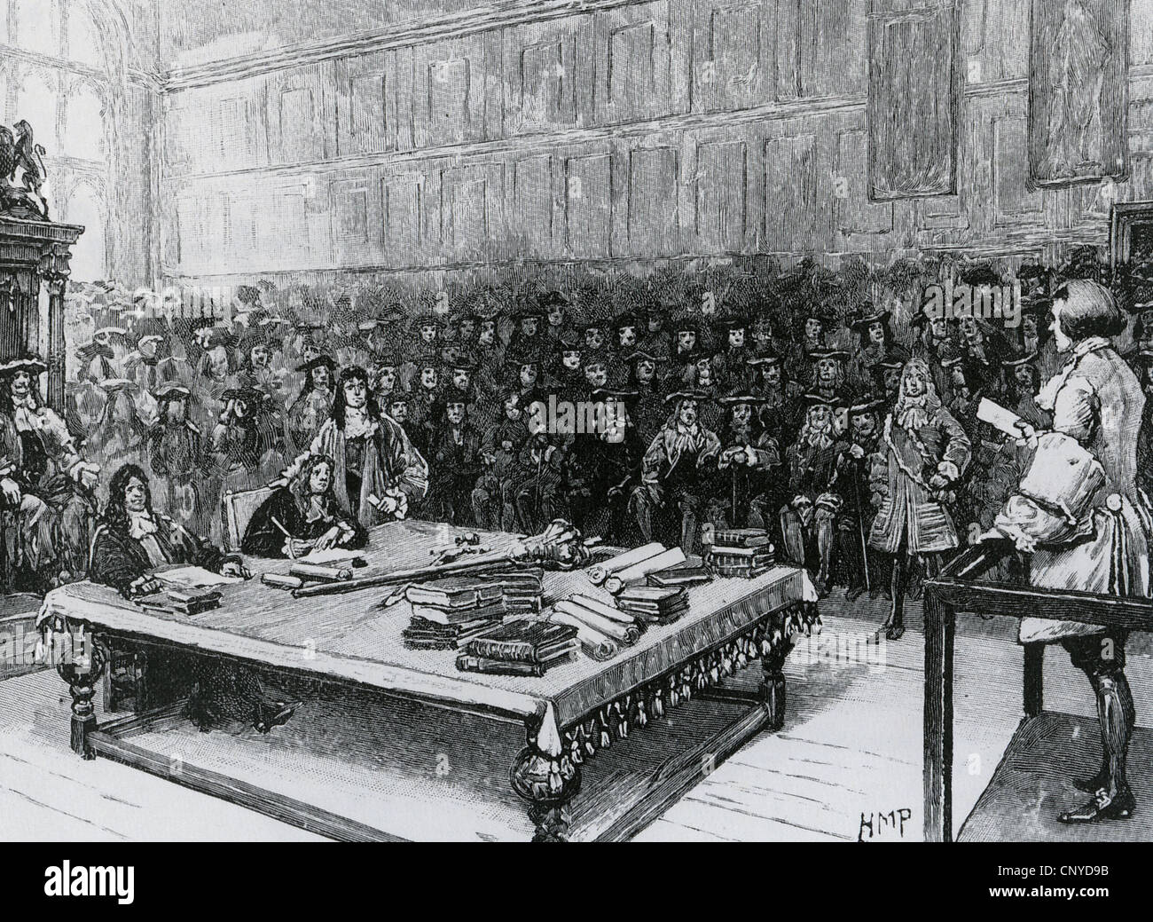 WILLIAM "CAPTAIN" KIDD (1645-1701-c) schottischen Piraten vor Gericht vor dem Parlament im März 1701 Stockfoto