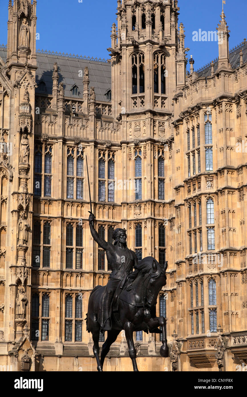 Statue von Richard Löwenherz vor dem Palace of Westminster 7 Stockfoto