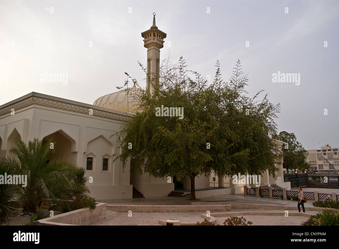 Moschee des Herrschers Court, bei Sonnenuntergang, Bur Dubai, Vereinigte Arabische Emirate Stockfoto