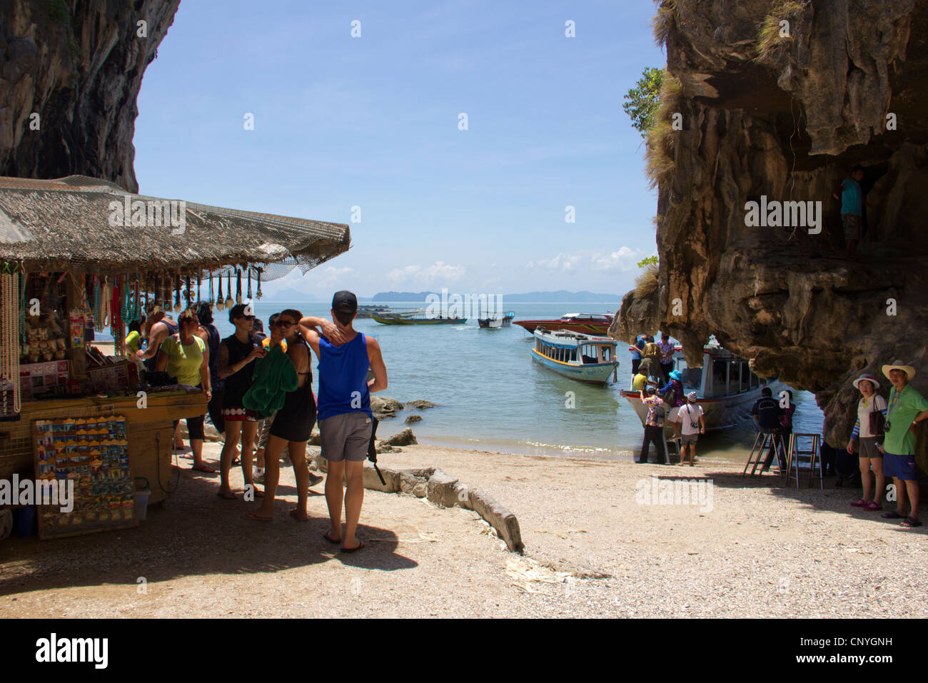 Markt auf James Bond Island in Thailand Stockfoto