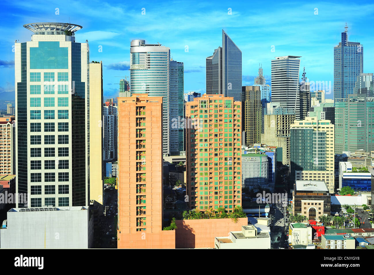 Luftbild auf Makati City - modernen Finanz- und Geschäftsviertel von Metro Manila, Philippinen Stockfoto