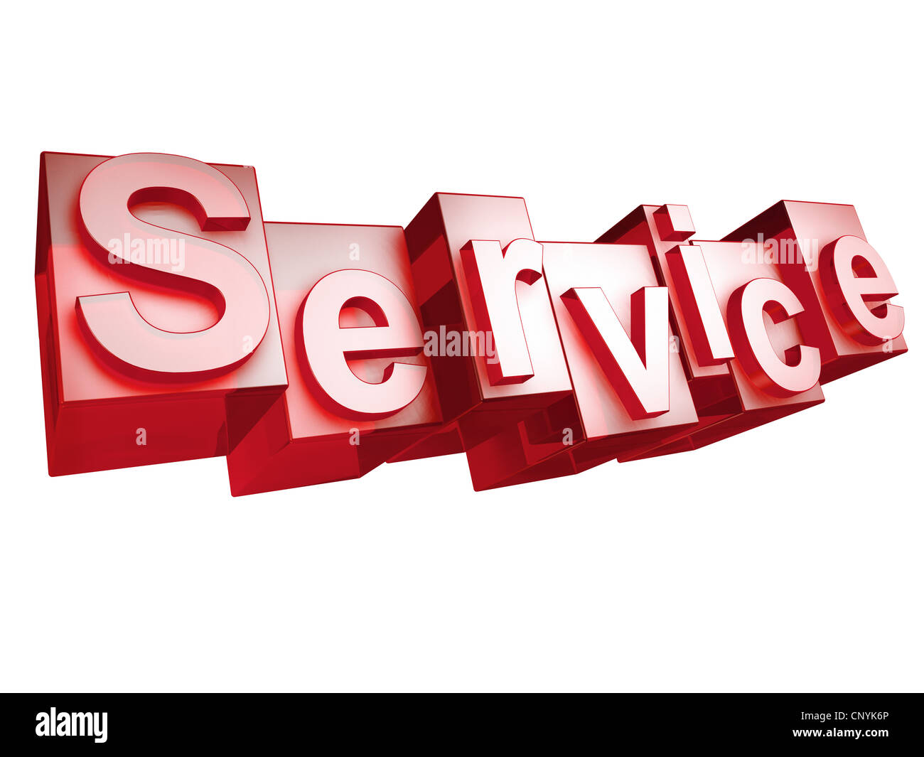 Das Wort SERVICE in 3D Buchstaben auf weißem Hintergrund Stockfoto