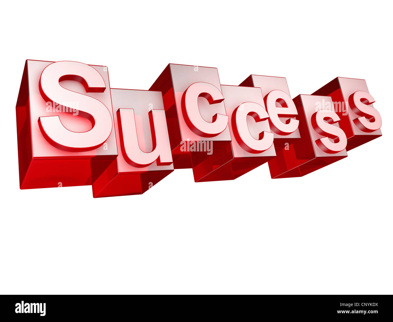 Das Wort "Erfolg" in 3D Buchstaben auf weißem Hintergrund Stockfoto