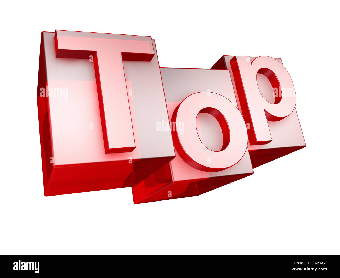 Das Wort TOP in 3D Buchstaben auf weißem Hintergrund - Das Johanniskraut TOP aus 3D Buchstaben Gesetzt, Freigestellt Auf Weißem Hintergrund Stockfoto