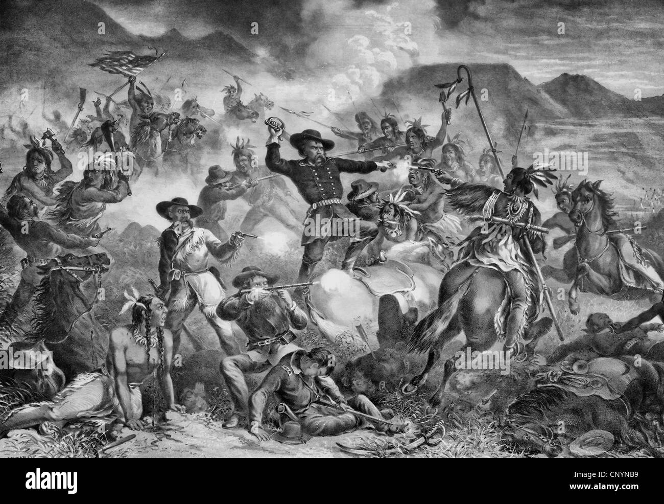 General Custer Todeskampf. Die Schlacht von Little Big Horn 25 – 26 Juni 1876. Stockfoto