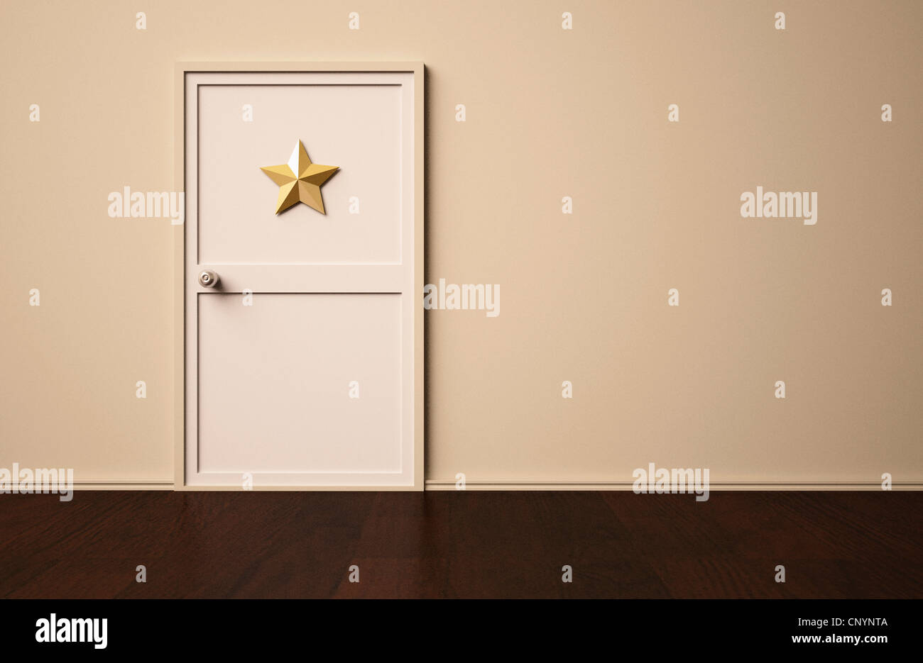 Die Sterne Dekoration auf die weiße Tür Stockfoto