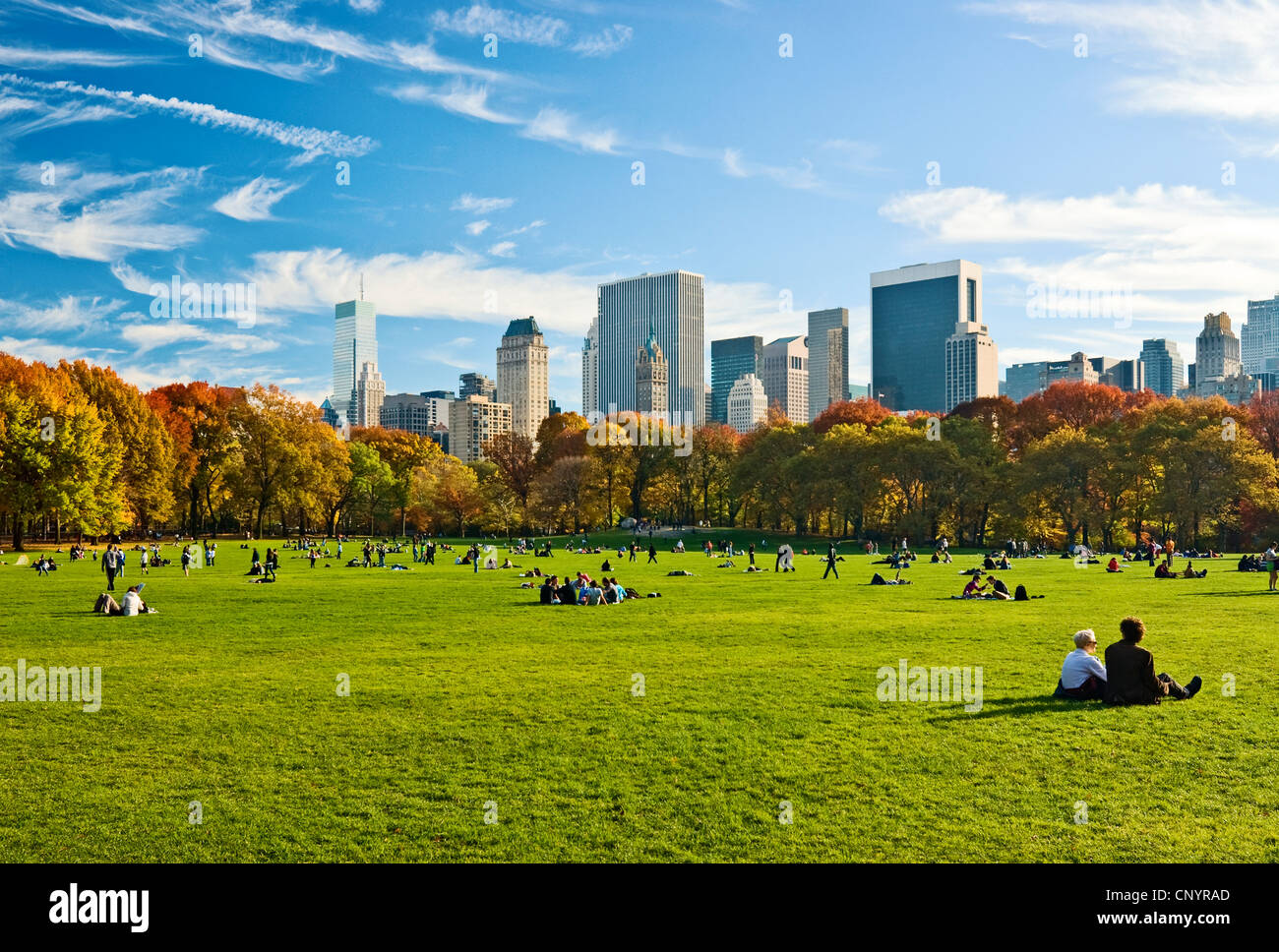 Central Park Herbst Menschen Manhattan Stockfoto