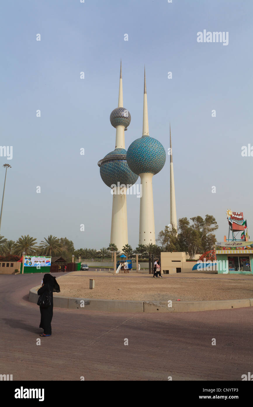 Kuwait-Stadt Wassertürme. Ein Wahrzeichen der Stadt liegen direkt an der Golf-Straße. Stockfoto