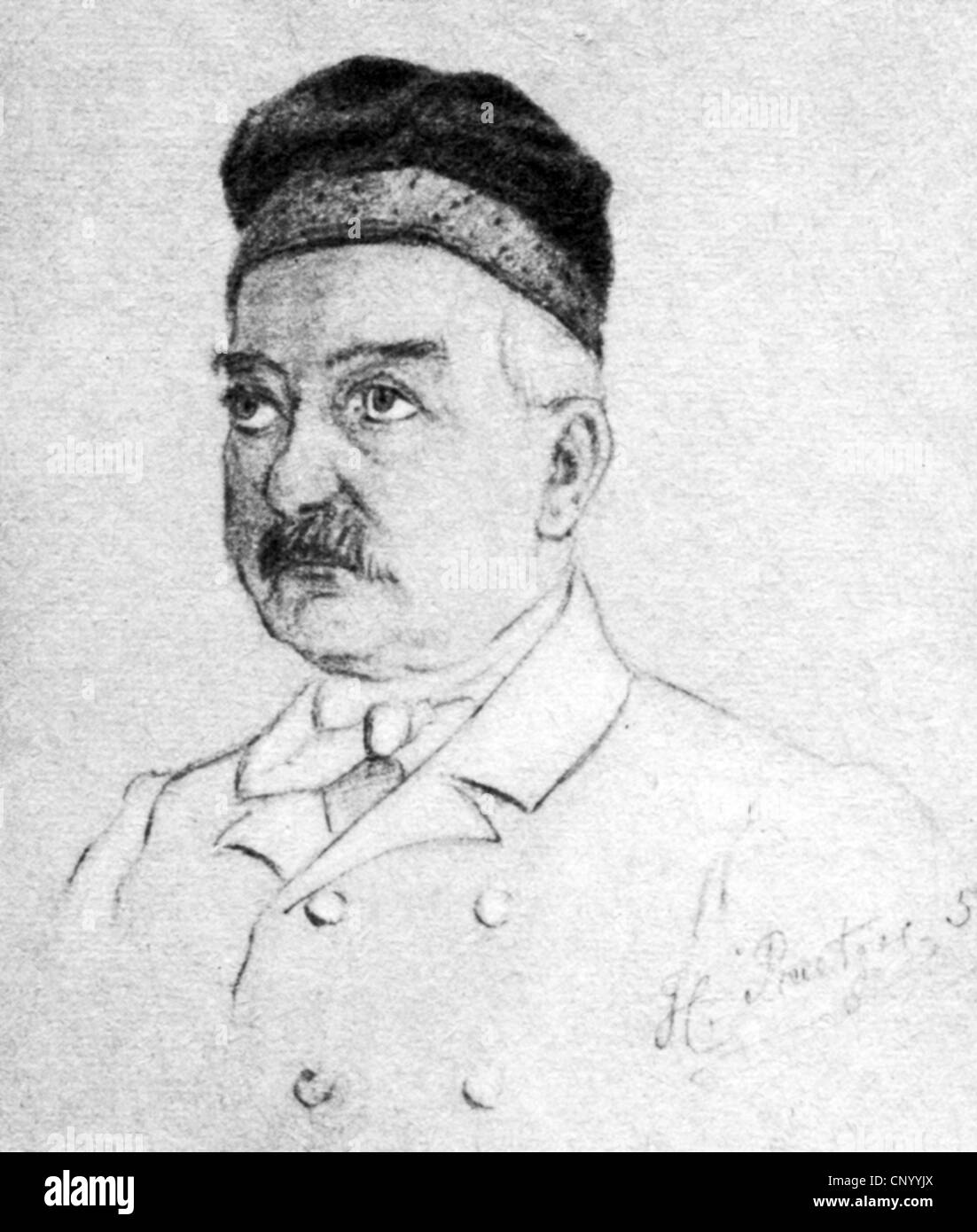 Fontane, Theodor, 30.12.1819 - 20.9.1898, deutscher Schriftsteller, sein Vater Louis Henry, Zeichnen, 19. Jahrhundert, Stockfoto