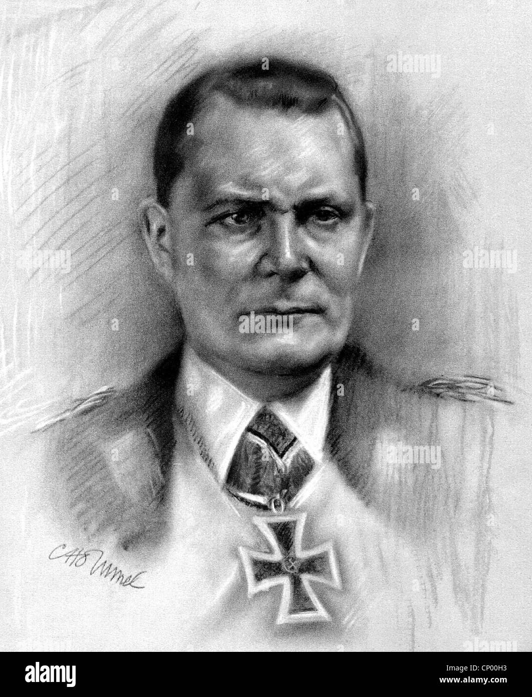Göring, Hermann, 12.1.1893 - 15.10.1946, deutscher Politiker (NSDAP), Generalfeldmarschall, Kommandeur der Luftwaffe (Luftwaffe) 1935 - 1945, Porträt, Pastell, von Otto Immel, ca. 1940, Stockfoto