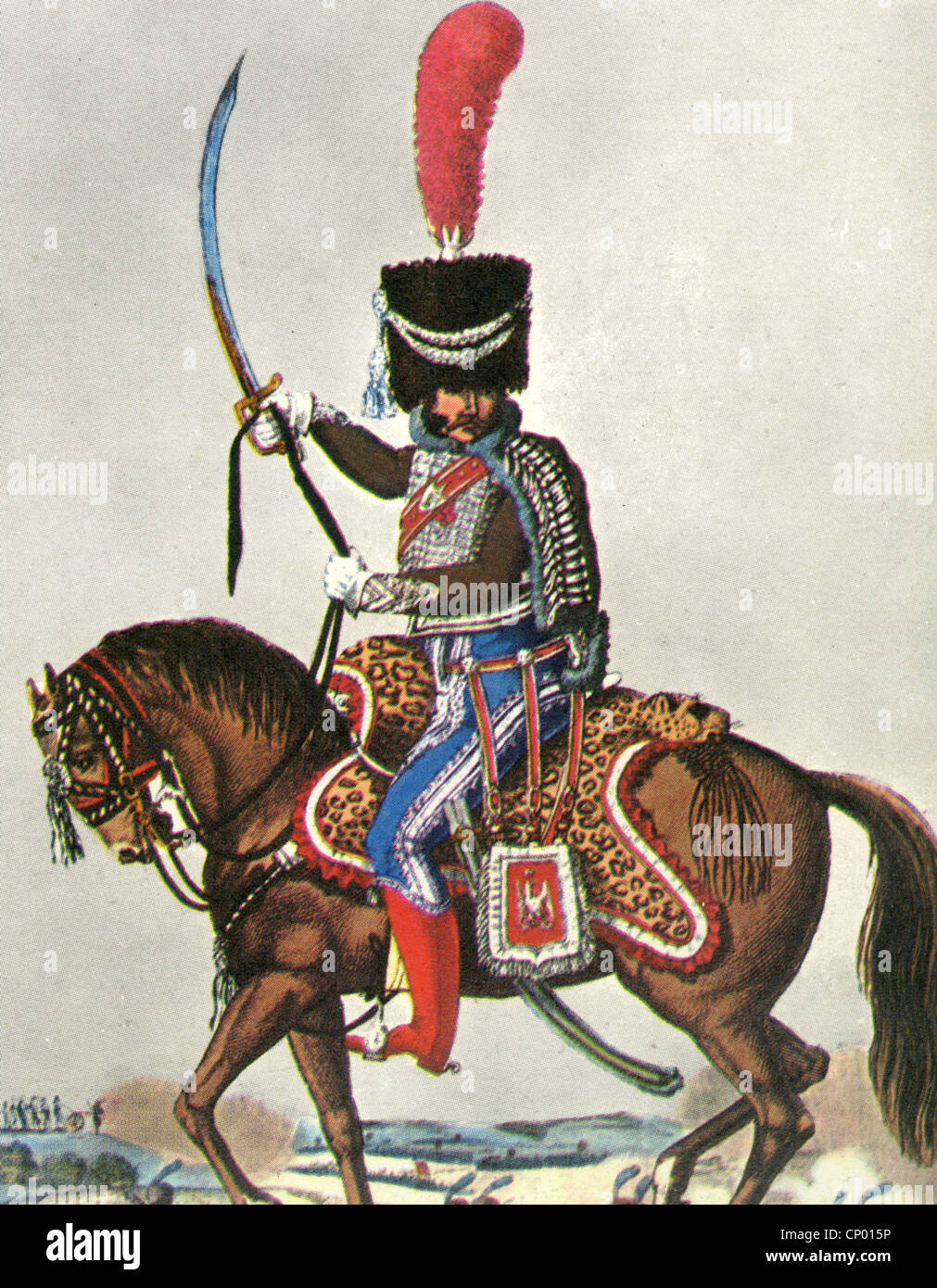 NAPOLEONISCHEN Armee: Kavallerist der 7. Husaren Stockfoto