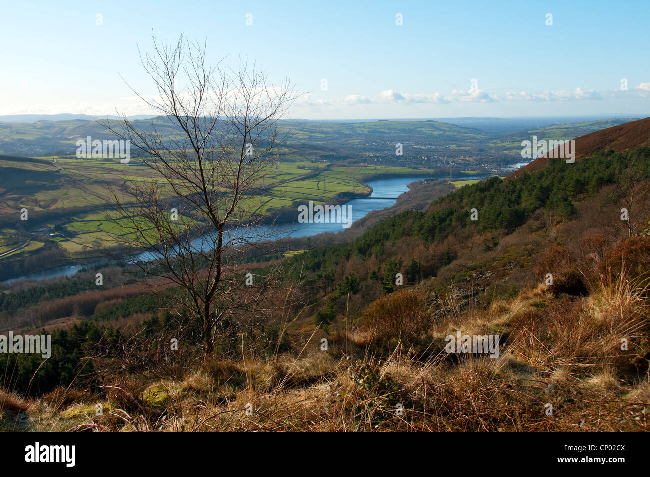 Valehouse und Unterteile Stauseen in den Longdendale Valley, Peak District, Derbyshire, England, UK Stockfoto