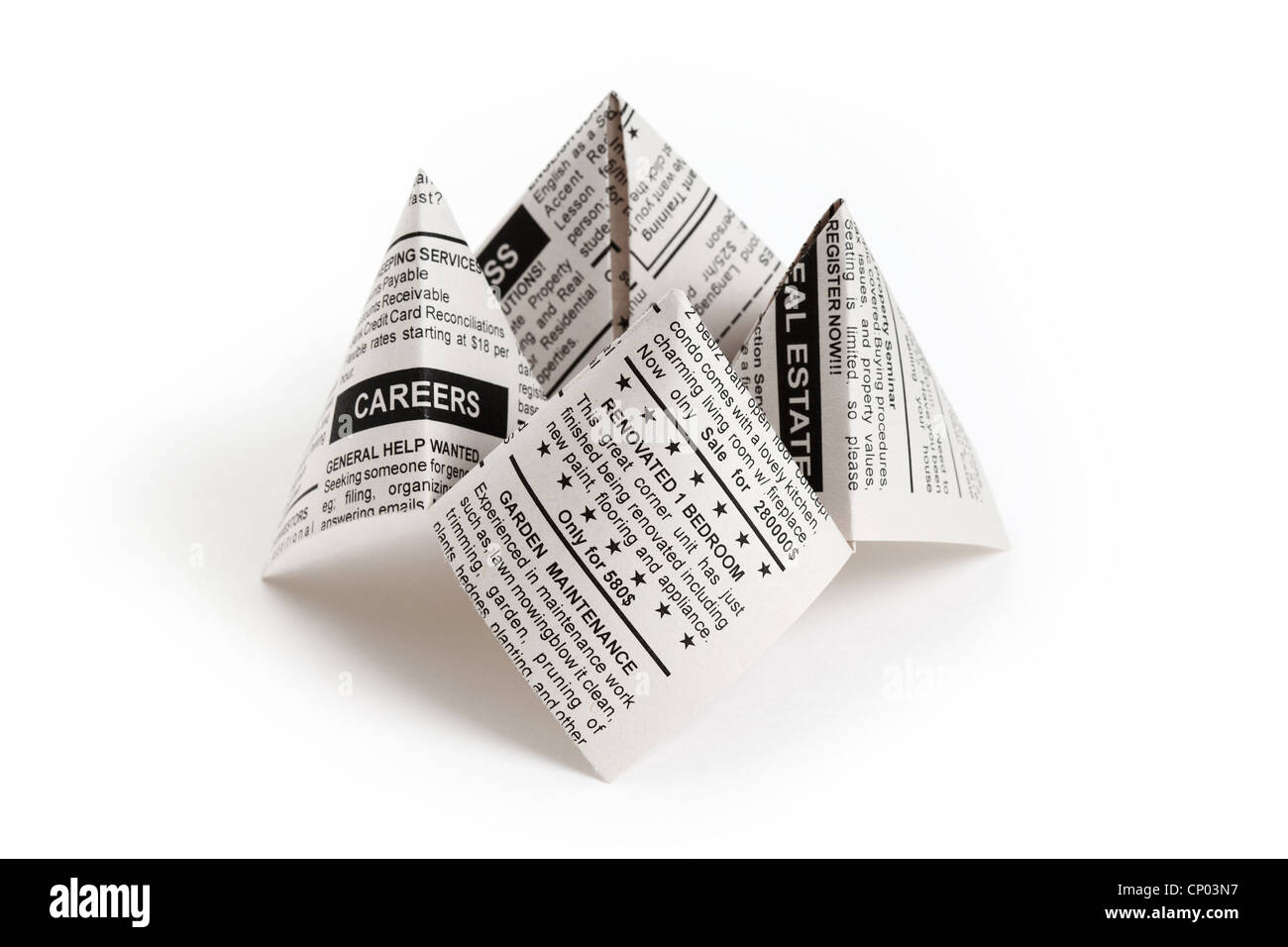 Gefälschte Zeitung, Wahrsagerin Geschäftskonzept. Stockfoto