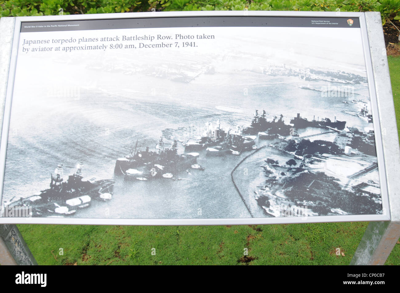 Pearl Harbor-Geschichte Hawaii Honolulu und Waikiki USA. Dieser Ort ist noch mit einer mystischen Energie gejagt.  Die Ergebnisse eines Krieges. Stockfoto