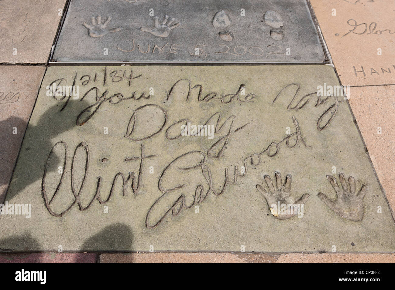 Clint Eastwood Handabdruck, Hollywood, Los Angeles Stockfoto