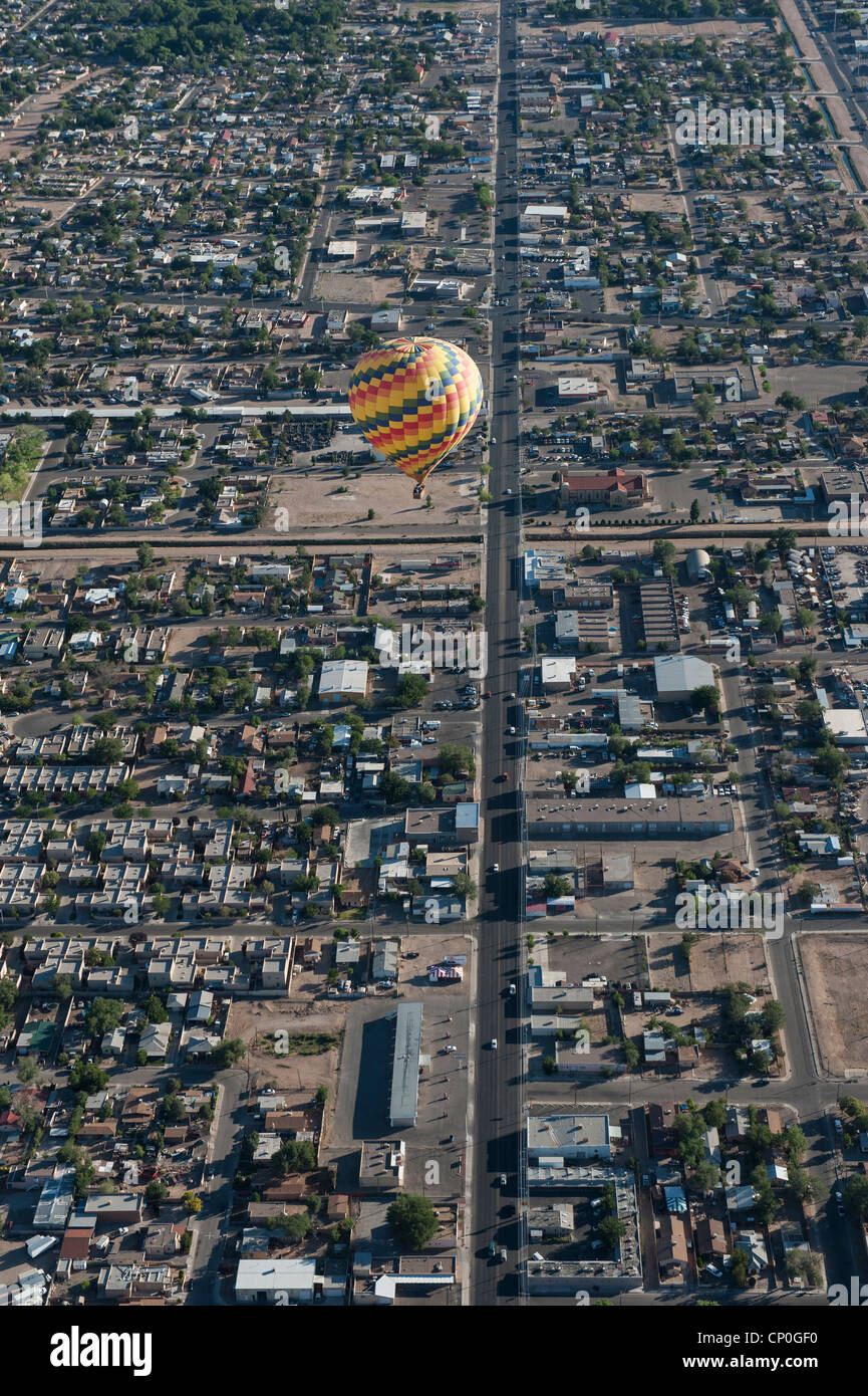 Albuquerque gesehen aus einem Heißluftballon. Neue Mexiko USA Stockfoto