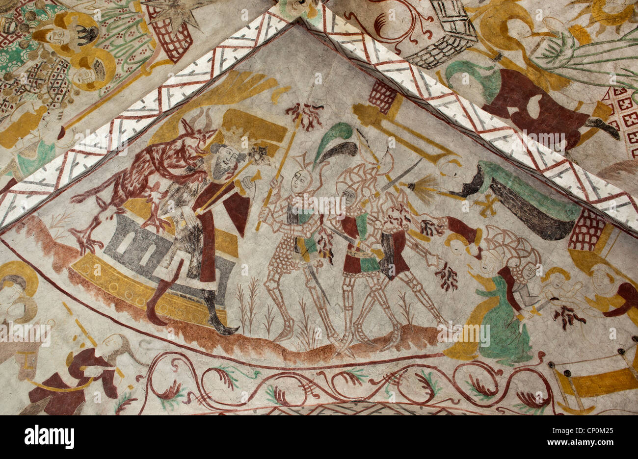 Dänische späten mittelalterlichen religiösen Fresken Stockfoto