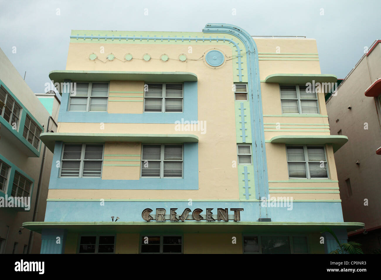 Die Art-Deco-Bereich von Miami, South Beach - Crescent Hotel Stockfoto