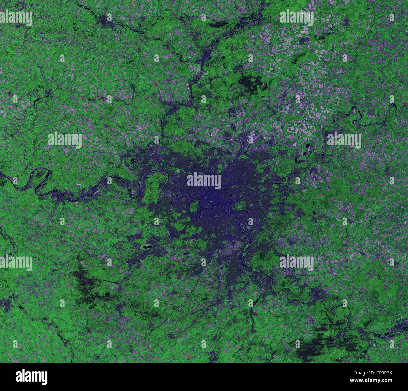 Satellitenbild von Paris, Frankreich Stockfoto