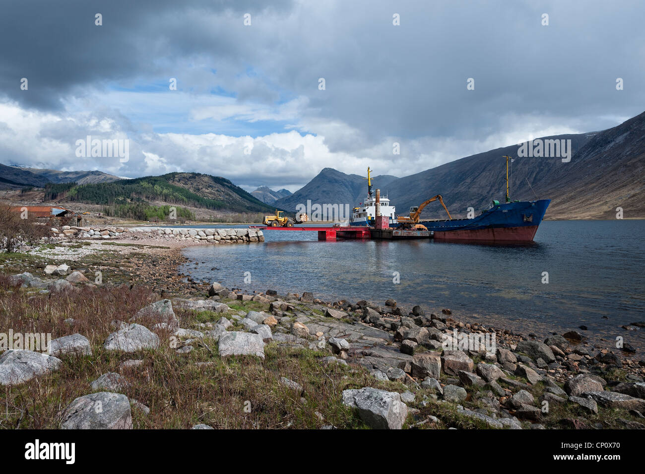 Loch Etive Protokollierungsaktivität. Stockfoto