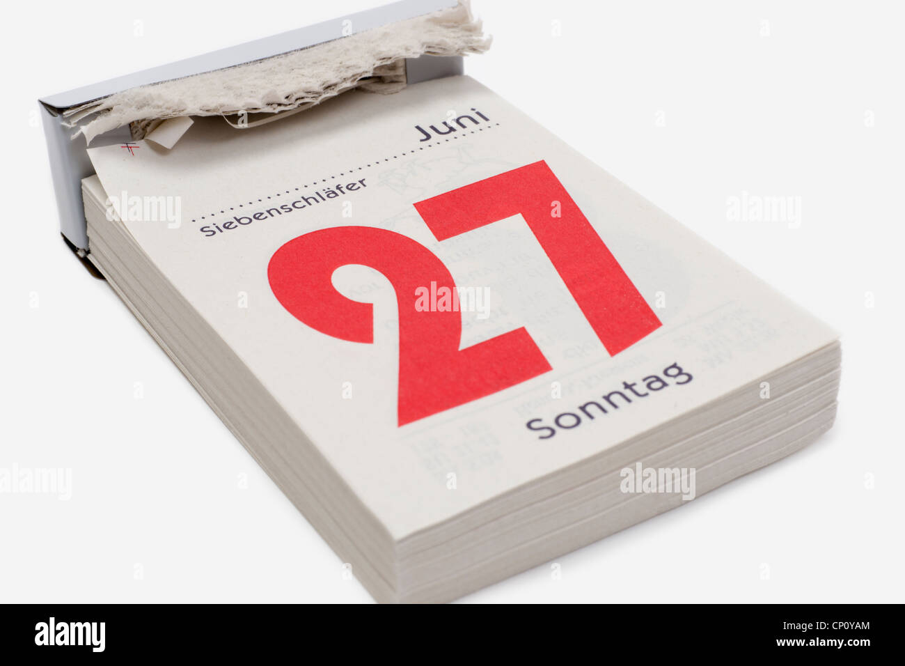Ein Kalenderblatt zeigt Sonntag, 27. Juni. In Deutschland ist am 27 