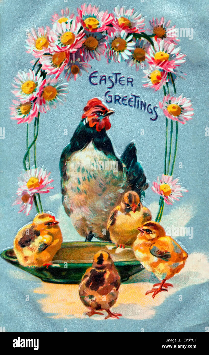 Ostergrüße - Vintage-Karte Stockfoto