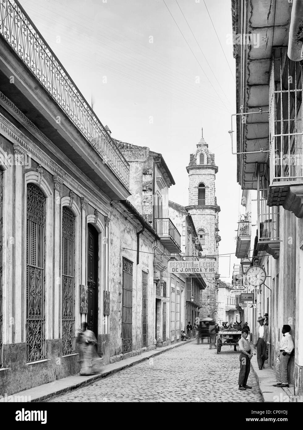 Calle Emperador und Kathedrale, Havanna, Kuba, um 1900 Stockfoto