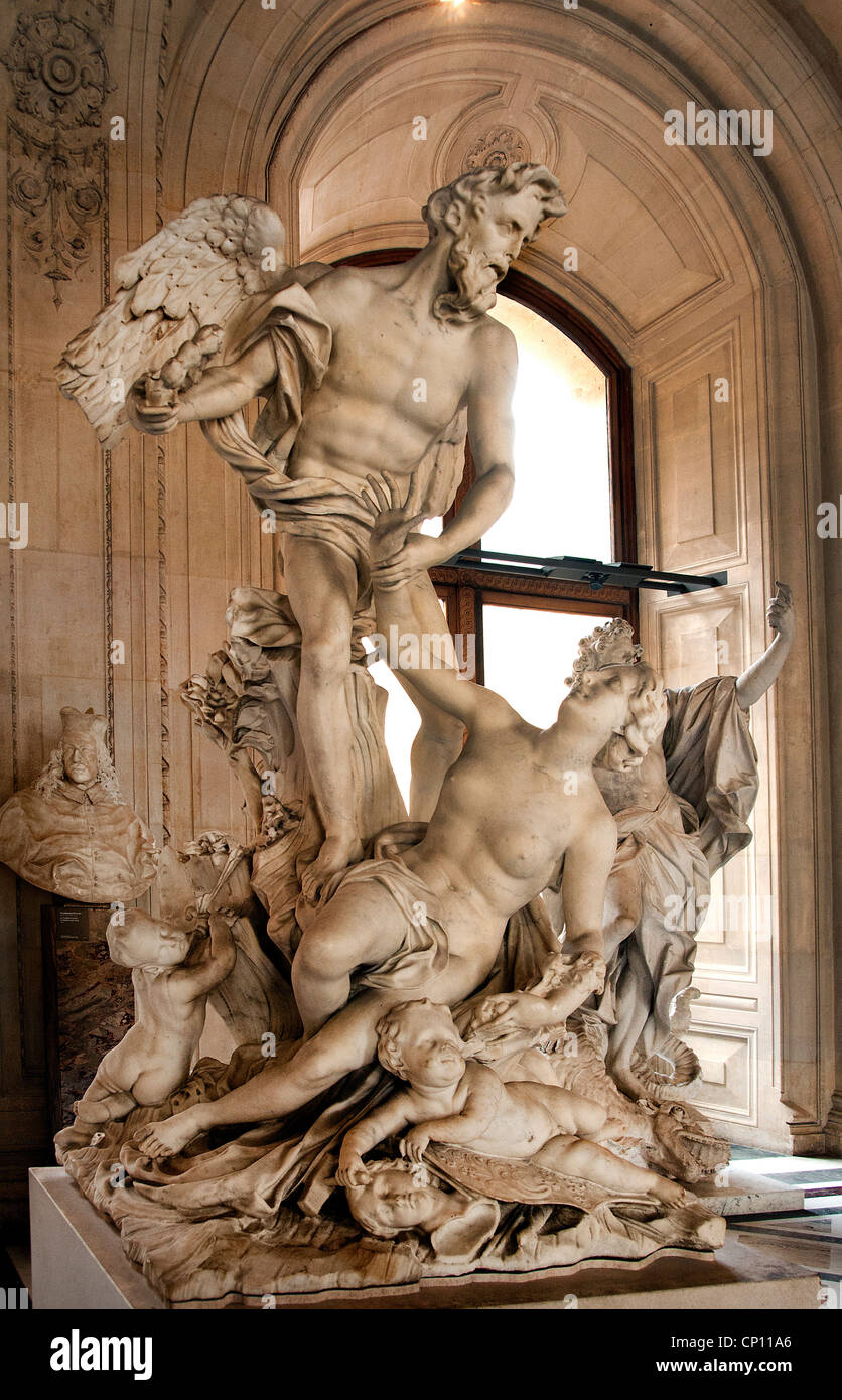 Louvre - die Zeit, die Wahrheit und die Kunst zu entdecken - Le Temps Decouvrant la vérité et Les Arts von Honore Pelle 1641-1718 Stockfoto
