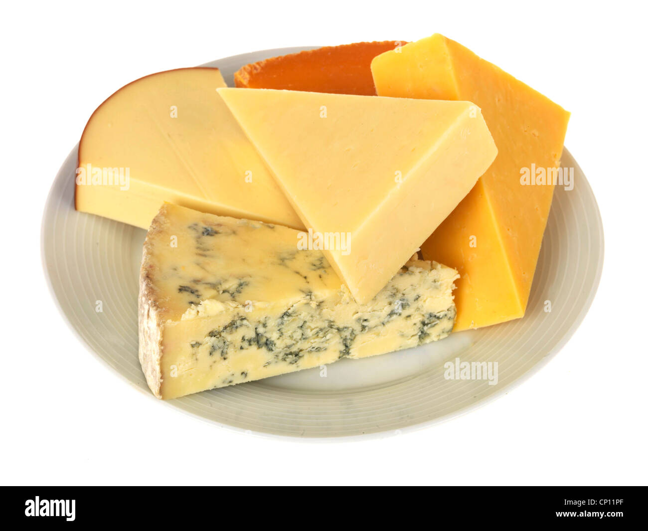 Teller mit gemischten Käsesorten Stockfoto