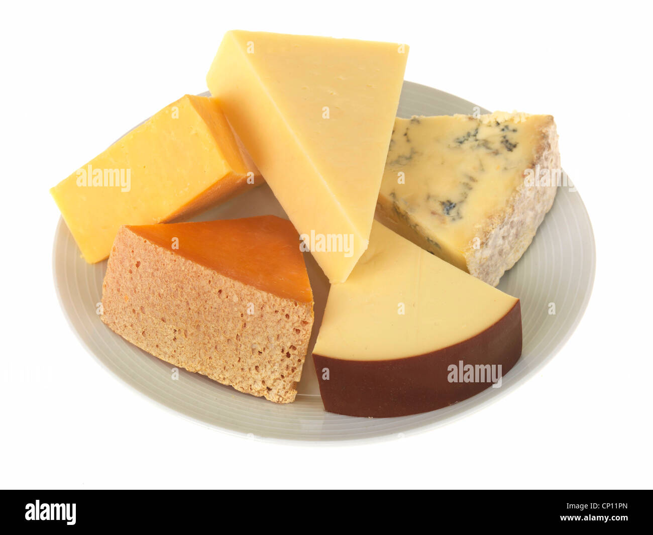Teller mit gemischten Käsesorten Stockfoto