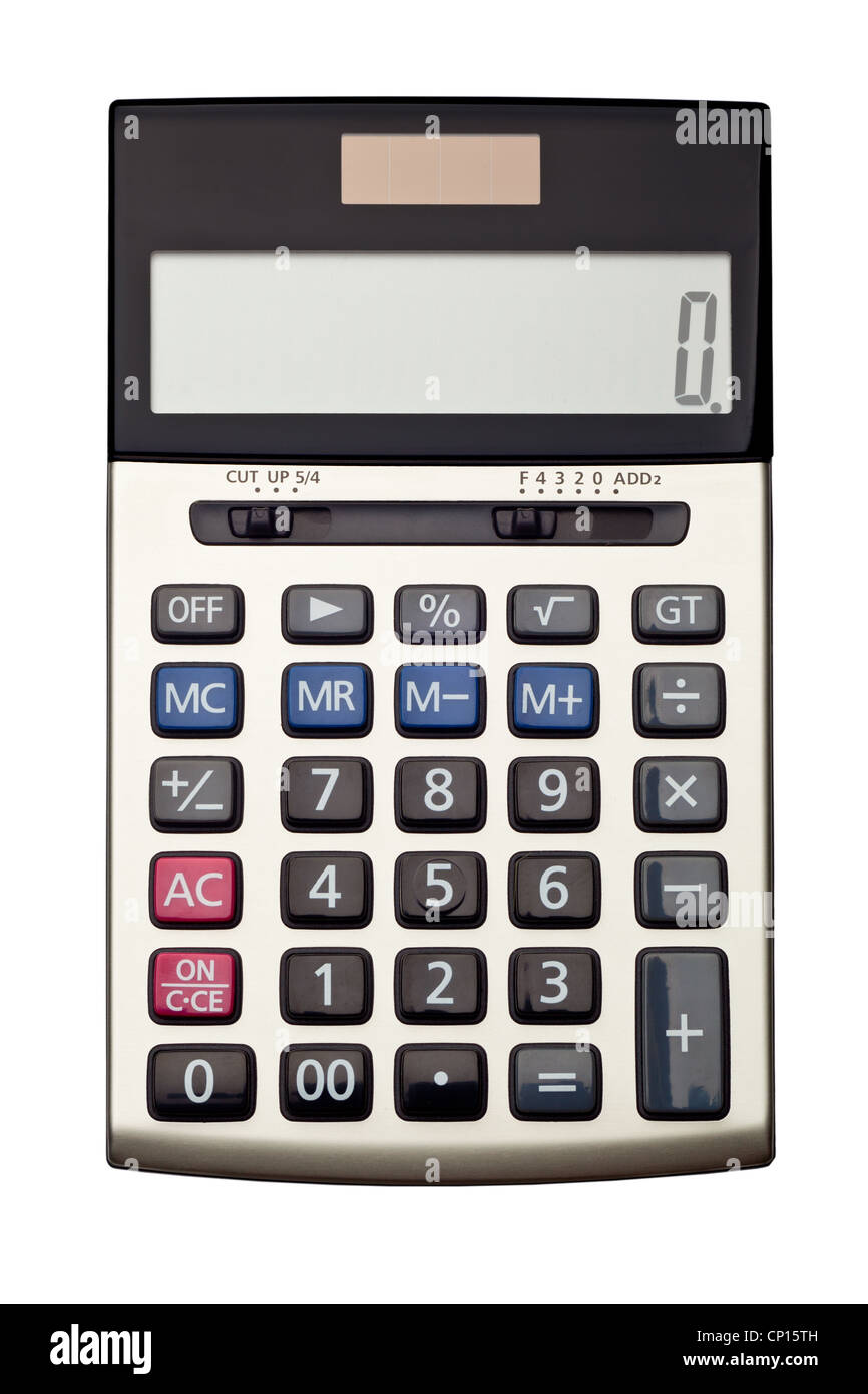 Draufsicht eines Rechners isoliert auf weißem Hintergrund Stockfoto