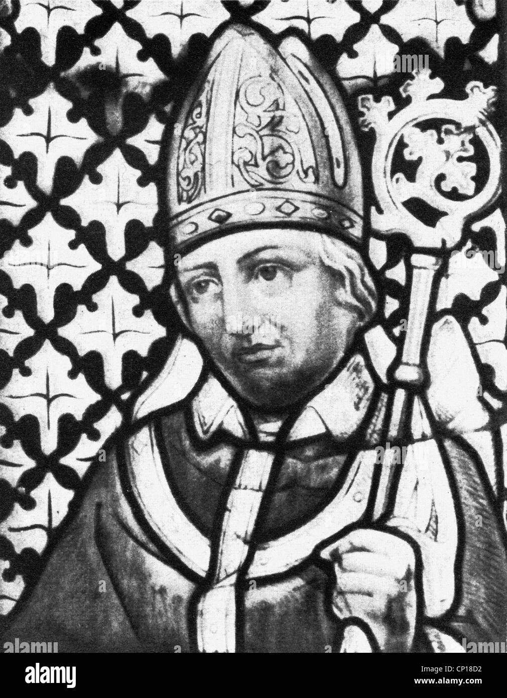 Benno, Heiliger, 1010 - 1106, Bischof von Meissen, Missionar der Enden, halbe Länge, im Glasfenster, Stockfoto