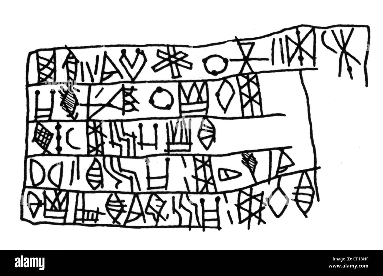 schreiben, Schrift, Elamite Skript, Linear Elamite, adaptiert von Inschrift auf Stein, Elam, späten 3. Jahrhundert v. Chr., Proto-Elamite, cl Stockfoto