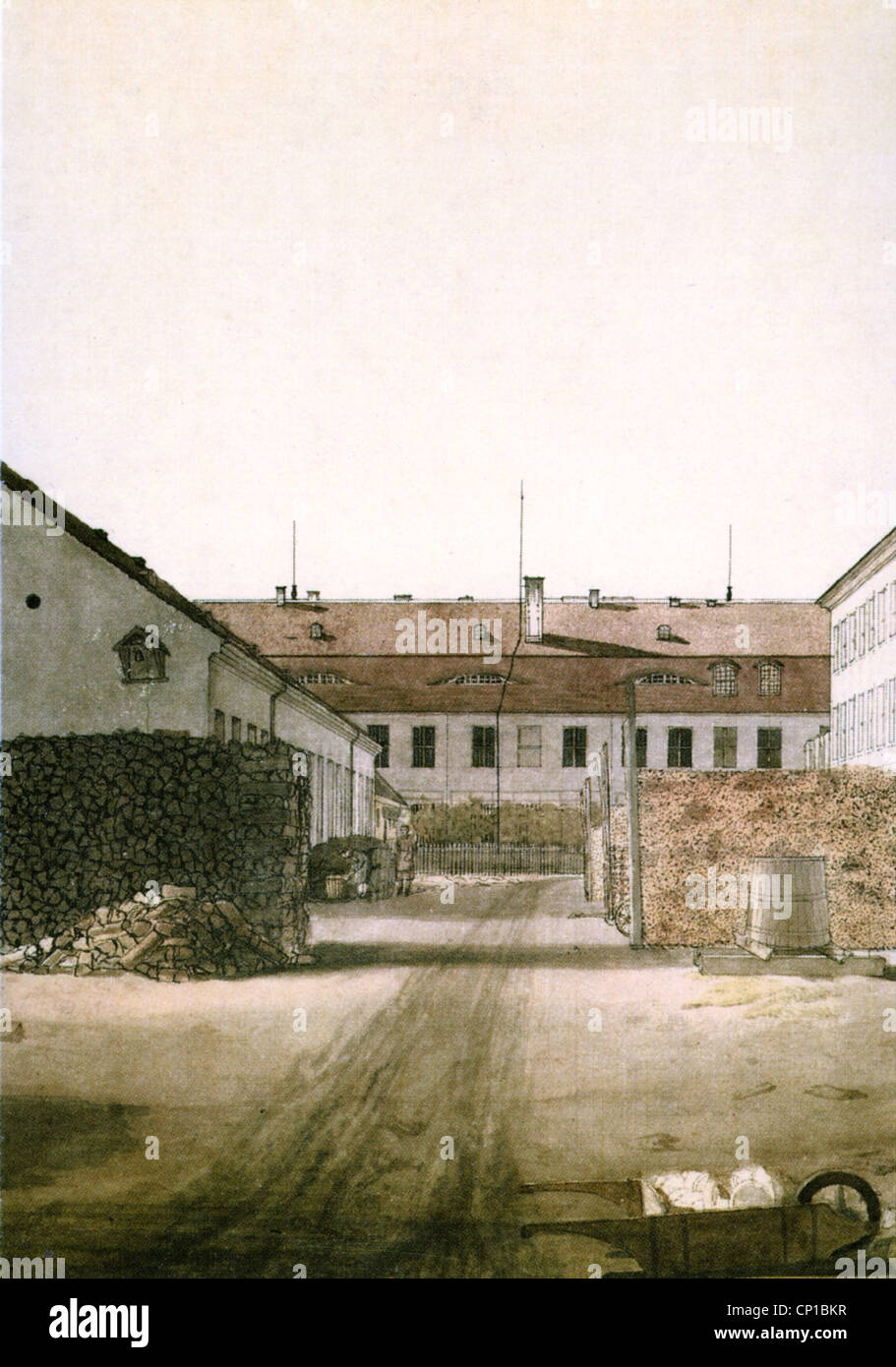 Geographie / Reisen, Deutschland, Berlin, Industrie, Königliche Porzellanmanufaktur, Hof, Druck nach Aquarell von Eduard Gaertner, 1818, Additional-Rights-Clearences-not available Stockfoto