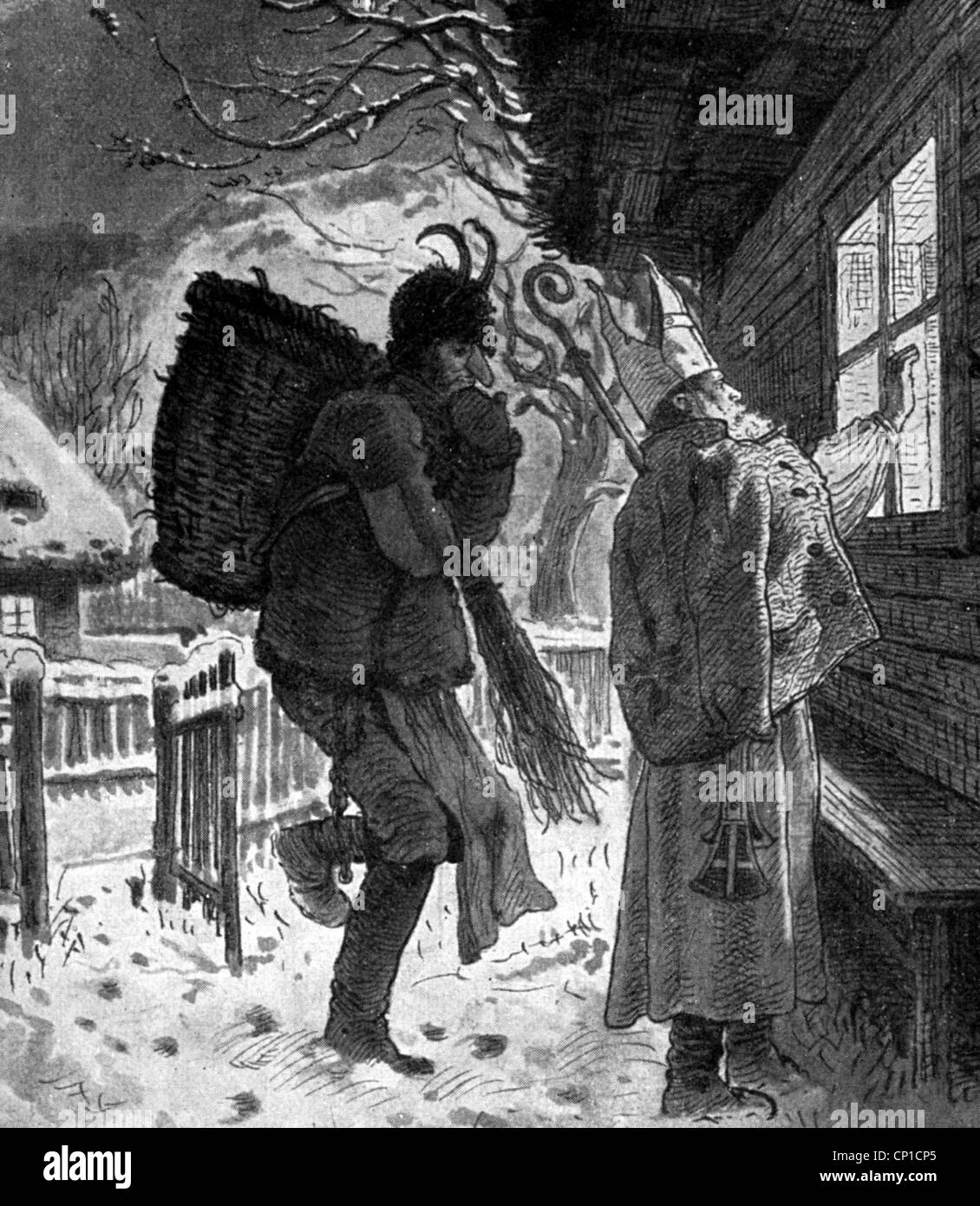 Weihnachten, Weihnachtsmann / Nikolaus, Nikolaus, Nikolaus, Nikolaus und sein Begleiter Knecht Weihnachten, Weihnachtsmann / Nikolaus, Nikolaus, Nikolaus, Nikolaus und sein Begleiter Knecht