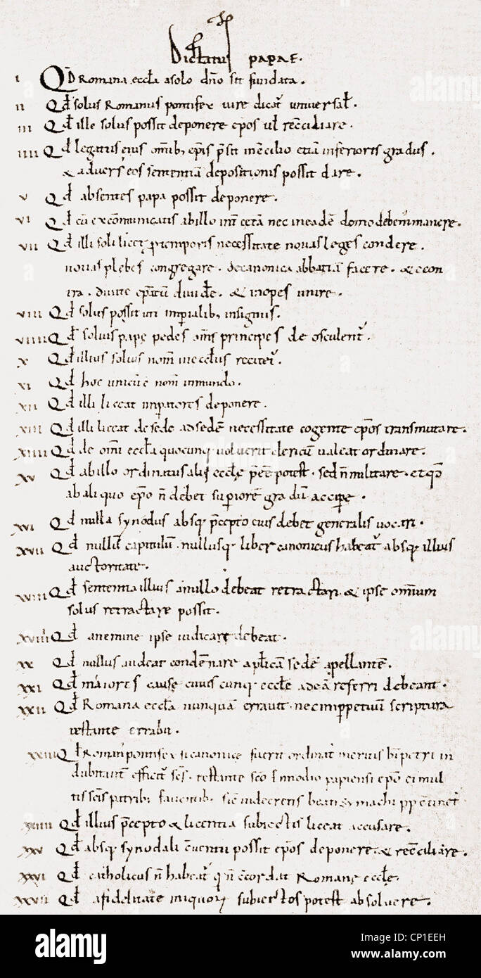 Dokumente, 'dictatus papae' von Papst Gregor VII., 1075, , zusätzliche