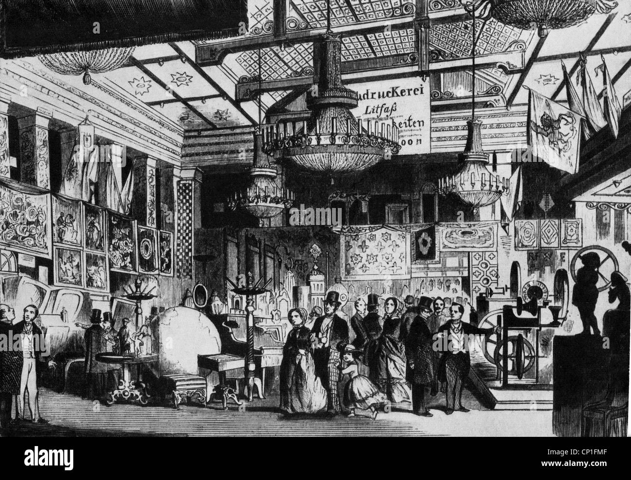 Ausstellungen, Industrie / Handel, Industrieausstellung in Berlin, Krollgarten, 1849, Zusatz-Rechte-Clearenzen-nicht vorhanden Stockfoto