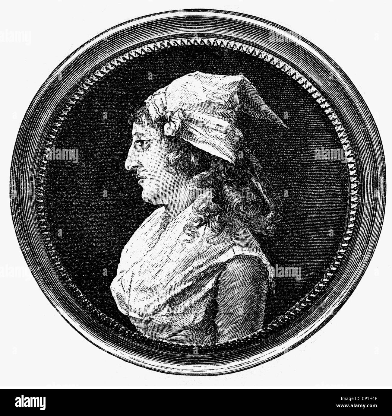 Corday d' Armant, Marie Alice Charlotte, 27.7.60-17.7.173, französische Adelige, Porträt, Holzgravur, 19. Jahrhundert, Stockfoto