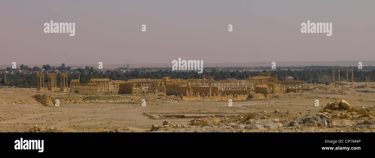 Die antike römische Stadt Palmyra Panorama, Syrien Stockfoto