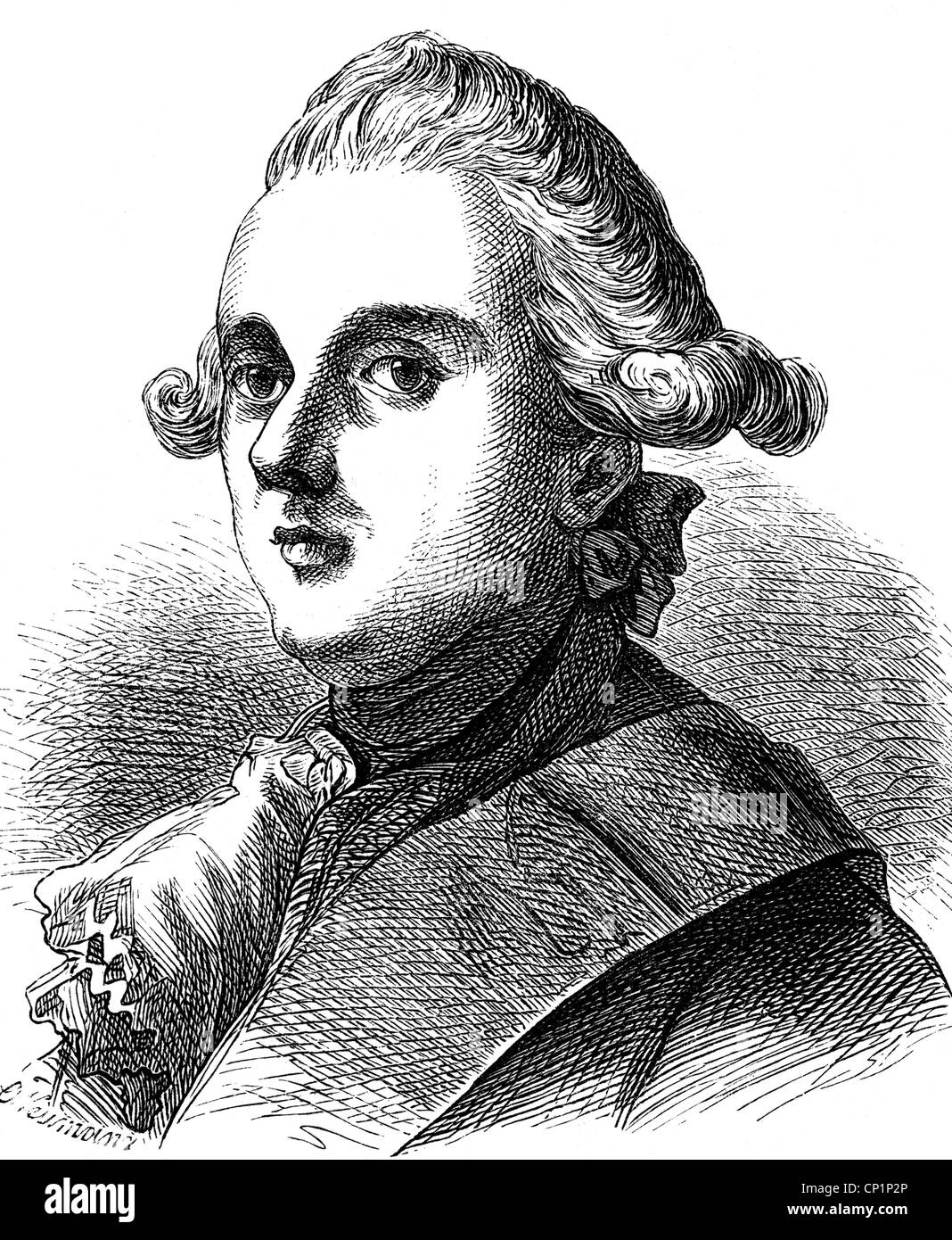 Henry Louis, 18.1.1726 - 3.8.1802, Prinz von Preßburg, preussischer General, Porträt, Holzgravur, 19. Jahrhundert, Stockfoto