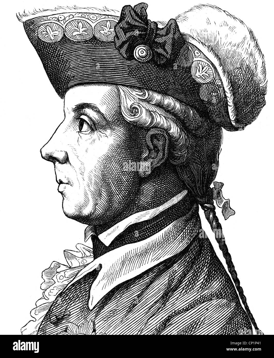 Henry Louis, 18.1.1726 - 3.8.1802, Prinz von Preußen, preußischer General, Porträt, Stahlstich, Jahrhundert, Artist's Urheberrecht nicht gelöscht werden Stockfoto