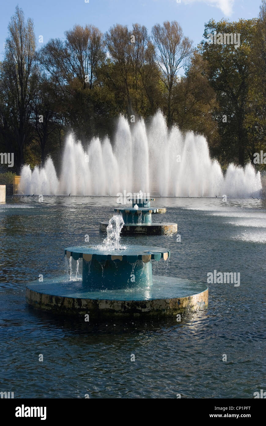 Wasserspiele im Battersea Park Stockfoto