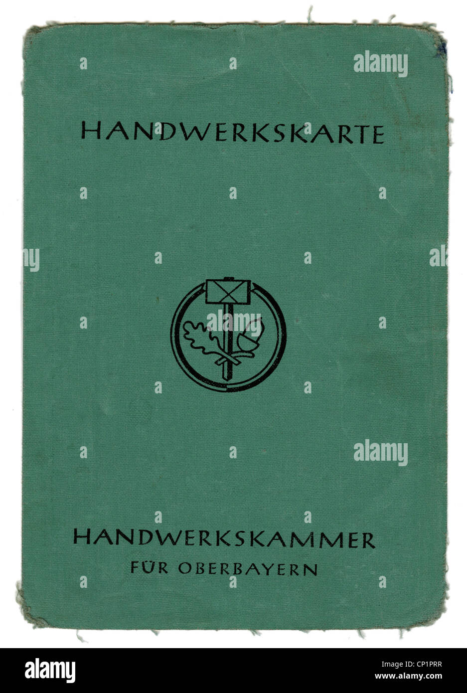 Dokumente, Lizenz für Handwerker, ausgestellt von der Handwerkskammer Oberbayern, außen, 50er Jahre, Zusatzrechte-Abfertungen-nicht vorhanden Stockfoto