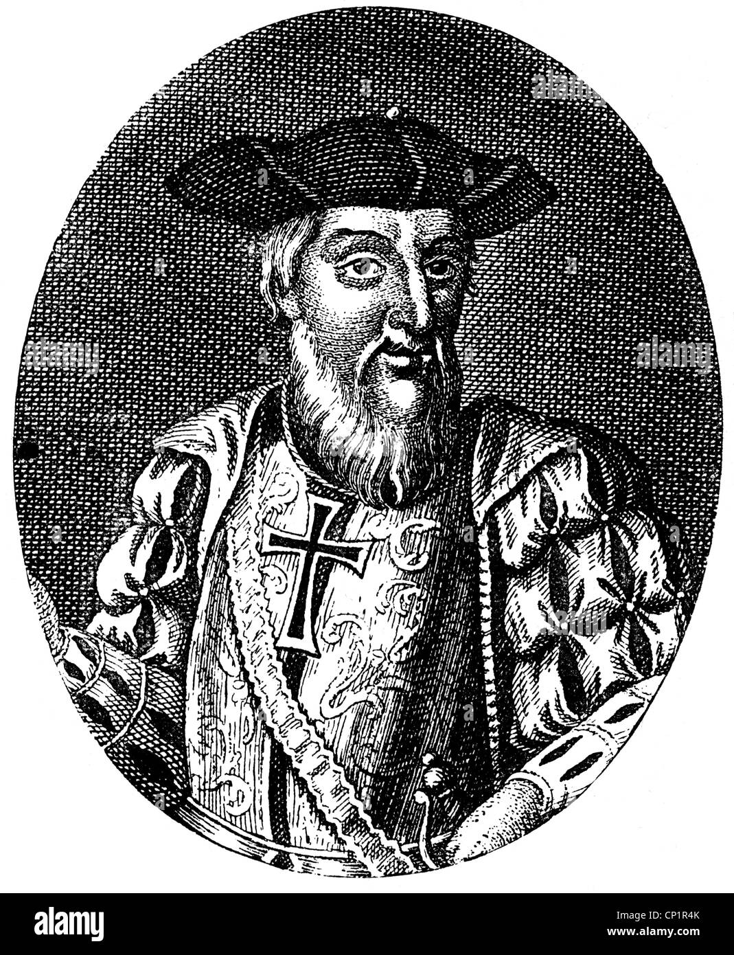 Vasco da Gama, circa 1469 - 24.12.1524, portugiesischer Seefahrer, Porträt, Kupferstich, 16. Jahrhundert, Artist's Urheberrecht nicht gelöscht werden Stockfoto