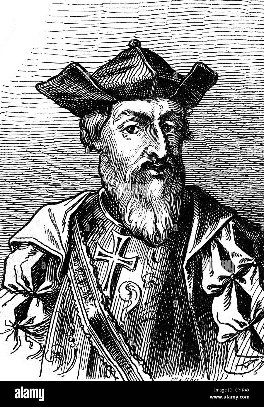 Gama, Vasco da, ca. 1469 - 24.12.1524, portugiesischen Seefahrer, Porträt, Holzgravur, 19. Jahrhundert, Stockfoto