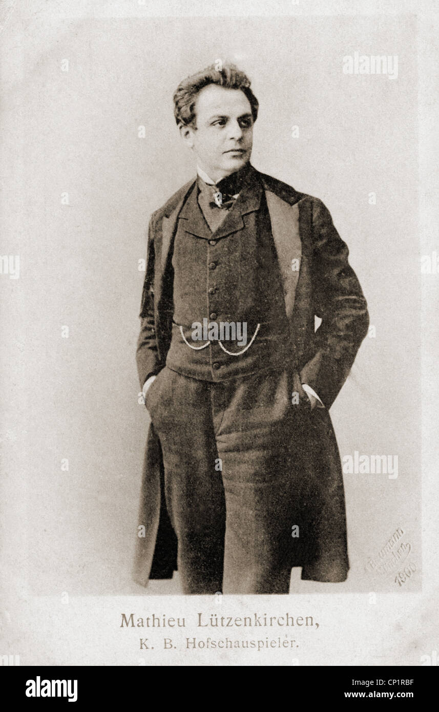 Luetzenkirchen, Mathieu, † 1924, deutscher Schauspieler, halbe Länge, Postkarte, Baumann, München, 1900, Stockfoto