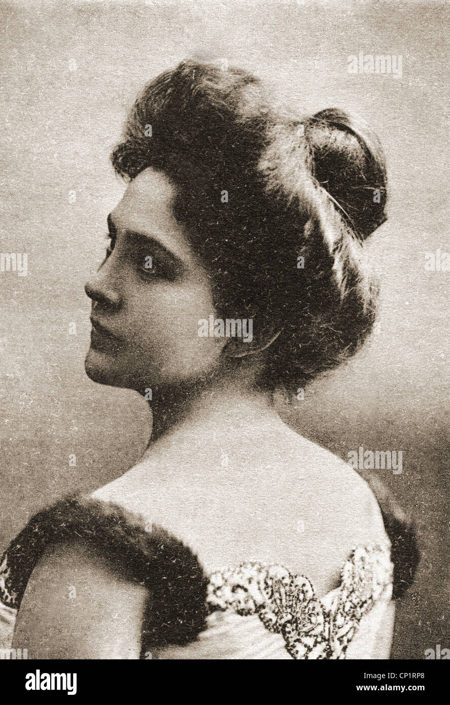 Bosetti, Hermine, 28.9.1875 - 1.5.1936, österreichische Sängerin (Sopran), Porträt, Postkarte mit Autograph, gestempelt in München 30.5.1904/05, Stockfoto