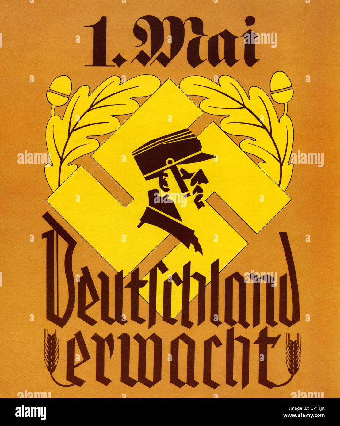 Nationalsozialismus / Nationalsozialismus, Propaganda, 1. Mai: Deutschland erwacht' (1. Mai: Deutschland erwacht), Zeichnung zum "Nationalen Tag der Arbeit", 1930er Jahre, Zusatzrechte-Clearences-nicht verfügbar Stockfoto